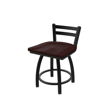 Holland Bar Stool Co. 18" Low Back Swivel Vanity Stool, Black Wrinkle, Dark Cherry Maple Seat 41118BWDCMpl